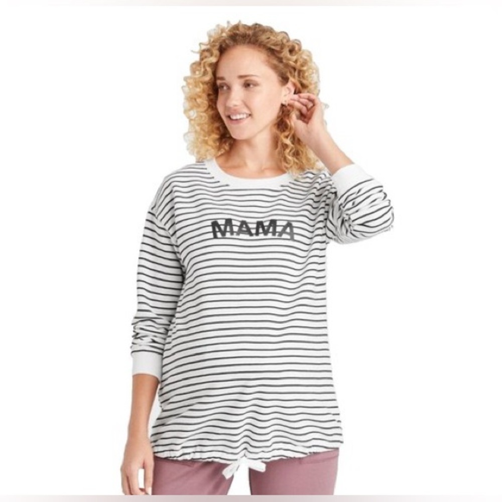 Isabel Maternity by Ingrid & Isabel Striped “MAMA” Crewneck Sweatshirt
